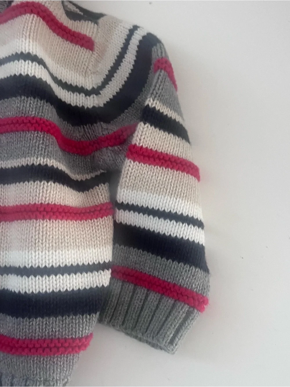 Hartstrings Baby Boy 3 Piece Set Striped Sweater, Wagon Shirt, Black Pants 12m